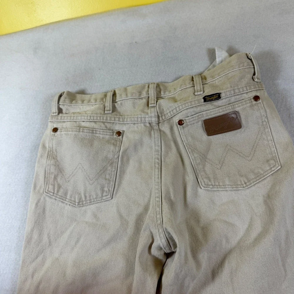 Wrangler 936TAN Cowboy Cut Slim Fit Jeans Mens 33x30 Tan Khaki Denim Straight